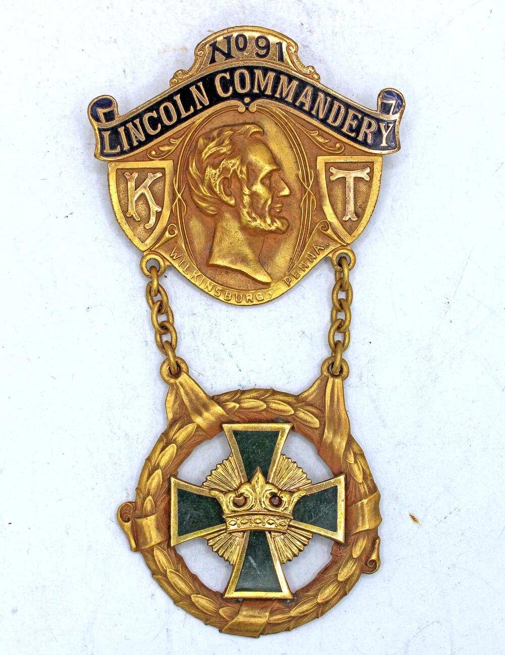 Vintage Masonic Lincoln Commandery No.91 Chapter Knights Templar Medal